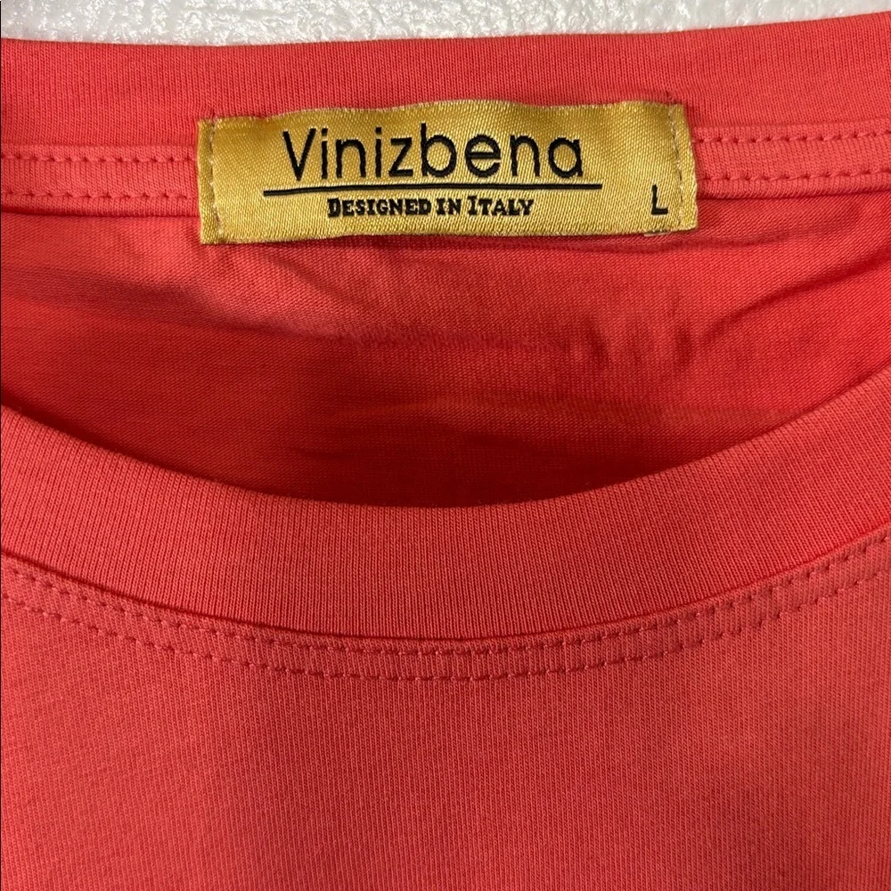 Vinizbena Made in Italy Coral Graphic Tee with Vogue Cup Print Size L - Picture 3 of 5